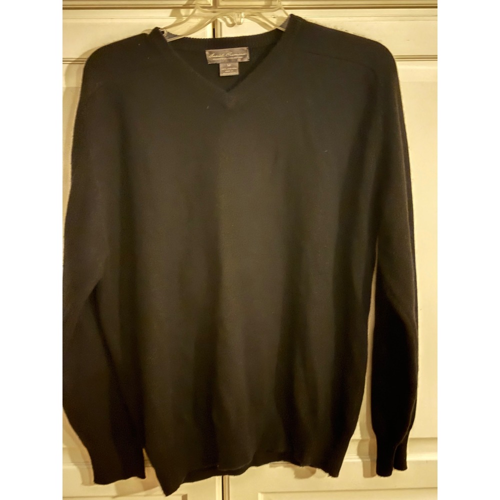 Daniel Cremieux Signature Collection Men Black 100% Cashmere V-Neck Sweater M